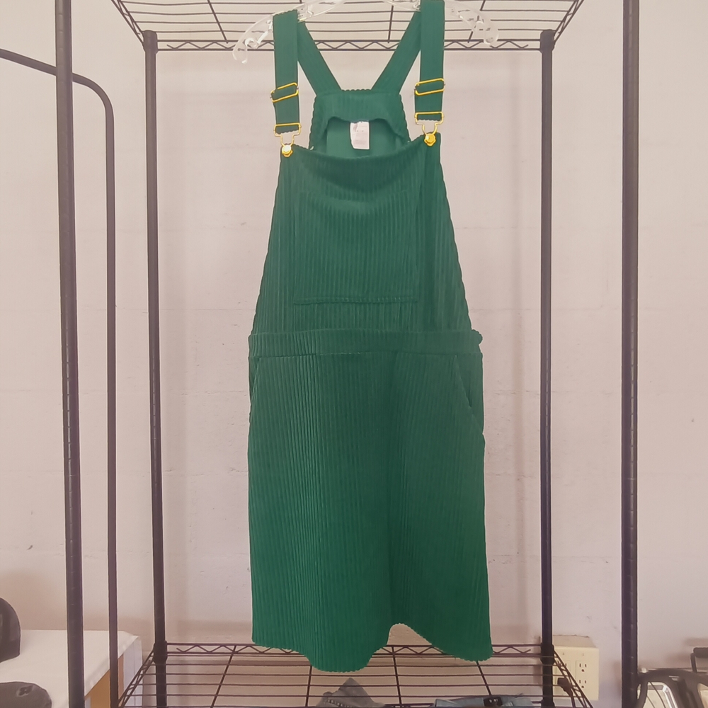 Green Corduroy Pinafore Dress